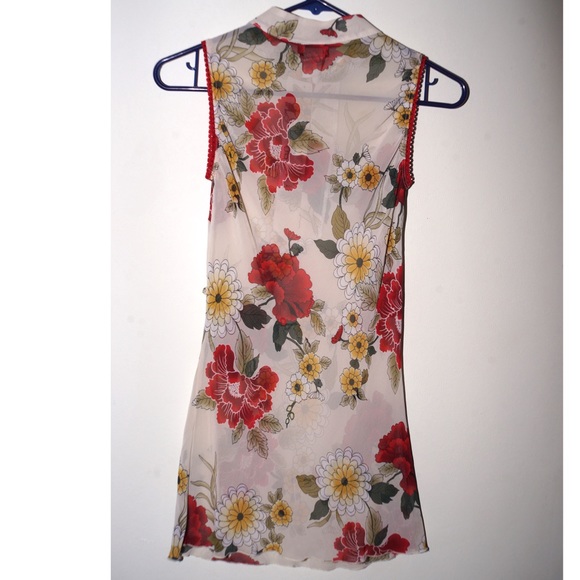 Vintage Rave sheer sleeveless floral top - Picture 4 of 4